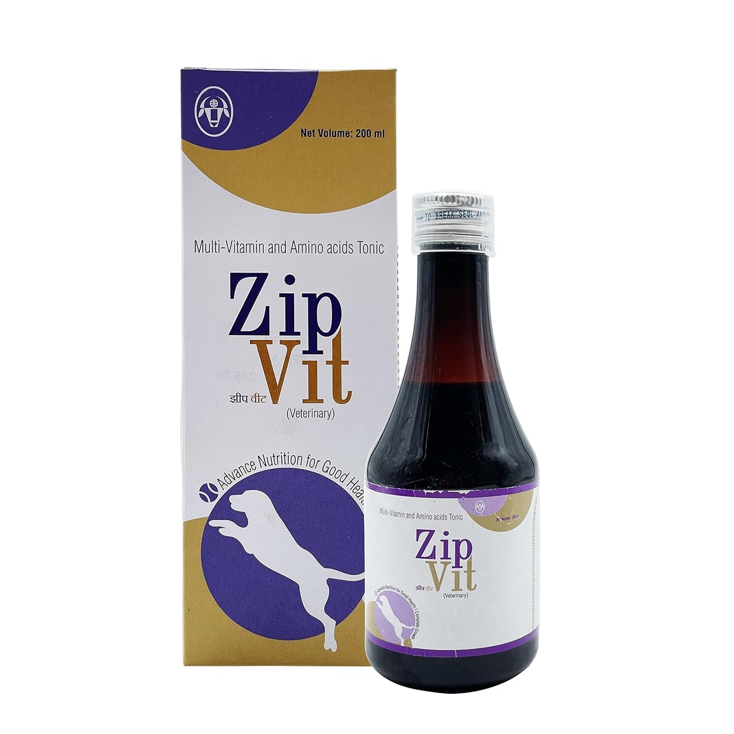 ZipVit Multivitamin Syrup for Dogs & Cats - Skin & Coat Tonic, Immunity Booster & Appetite Stimulant (200ml)