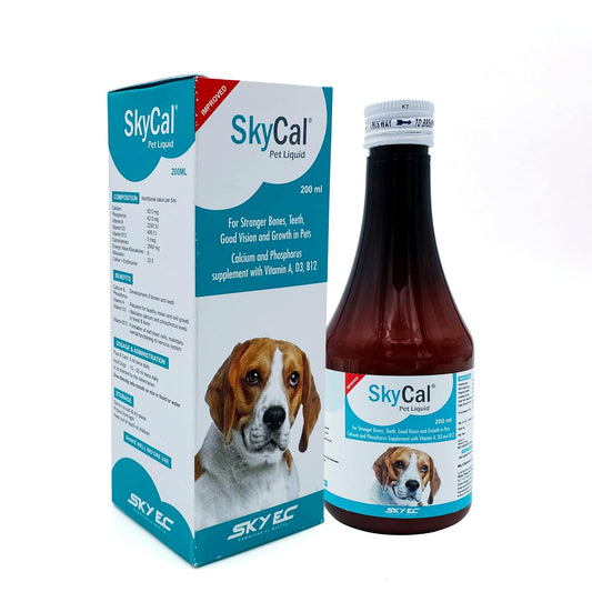 ALP Combo Of Skycal Pet Liquid & Petup Pro Syrup| Multi-Vitamin Multi-Oxidant Multi-Minerals Amino Acids Supplement| Stronger Bones, Teeth, Good Vision & Growth In Pets|2X200 Ml, Cats,Dogs