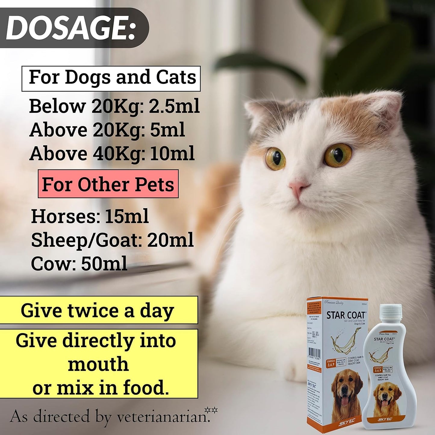 ALP Star Coat Skin and Coat Tonic Supplement Enriched with Omega and Biotin for Dogs and Cats (200 ml)